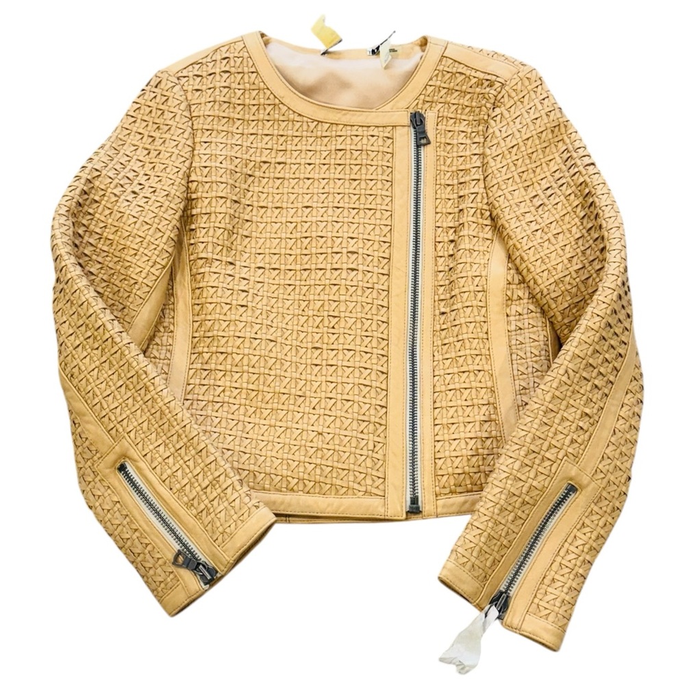 ALICE & OLIVIA***Tan Woven Leather Jacket***Sise Small $2495